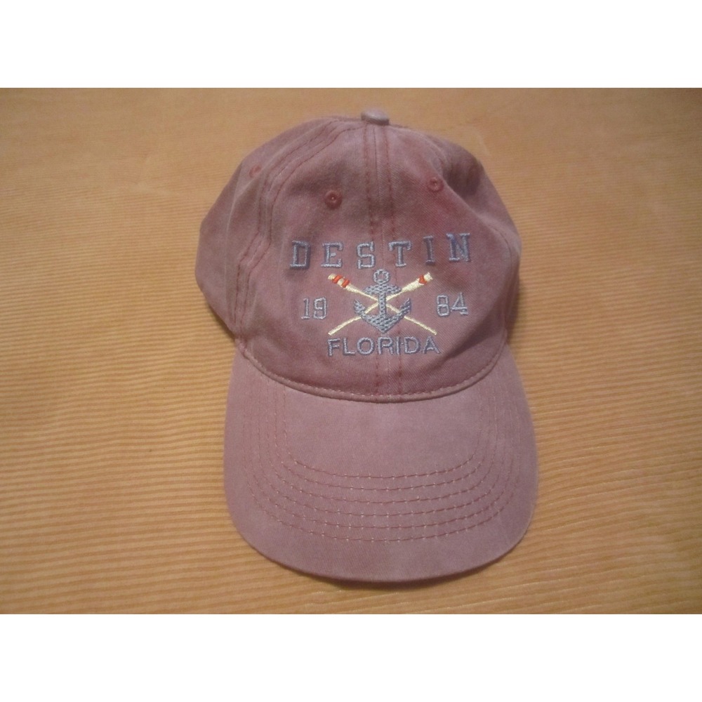 Alvin's Island Destin Florida Hat Cap Strap Back One Size Pink Nautical Mens